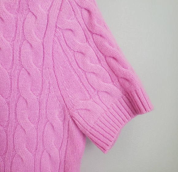 J. Crew Women’s Cashmere Cable Knit Sweater Pink Corpcore Preppy Size M - Picture 3 of 15